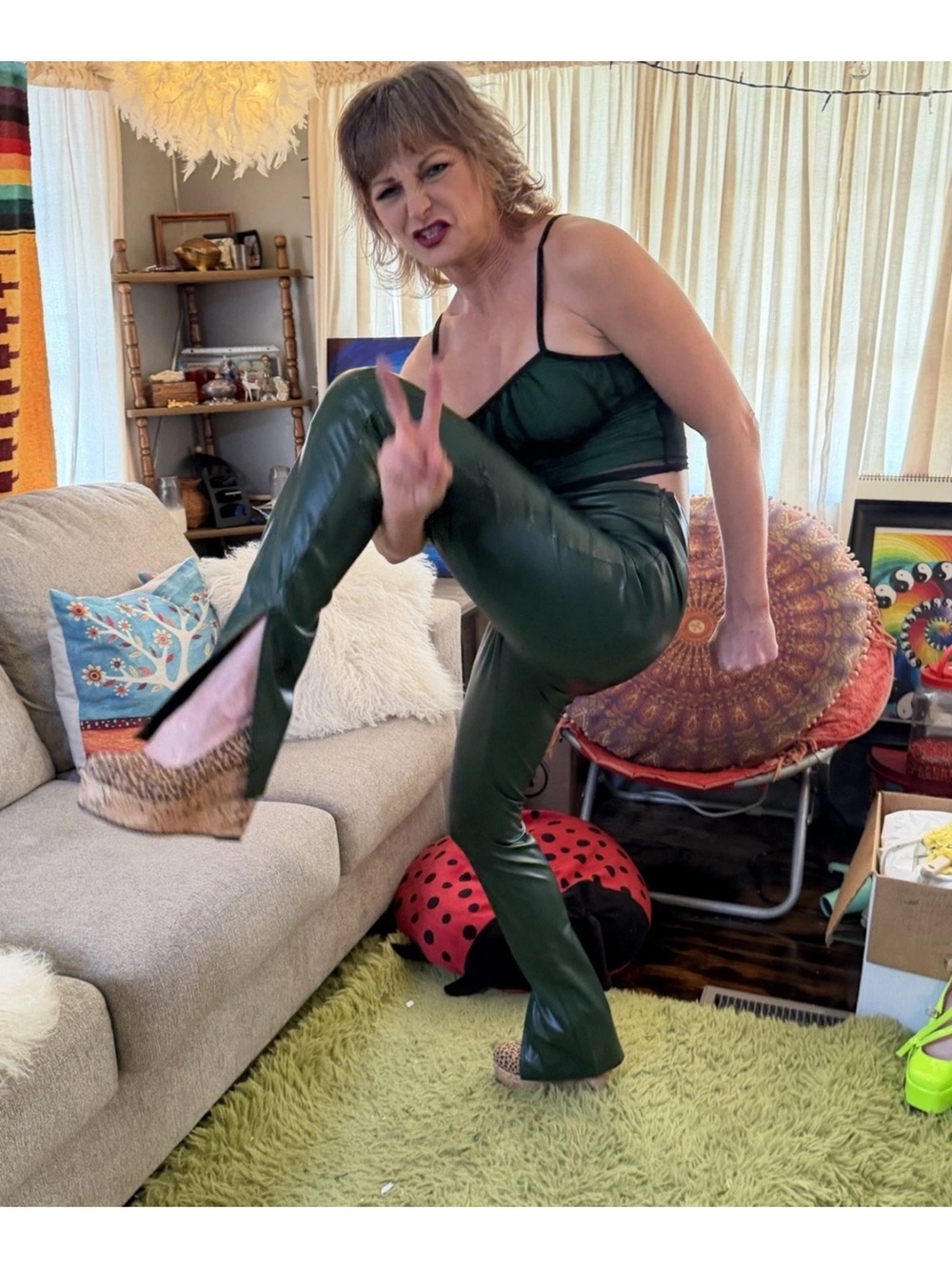 Etro Deep Forest Green PU Leather Pants & top to match